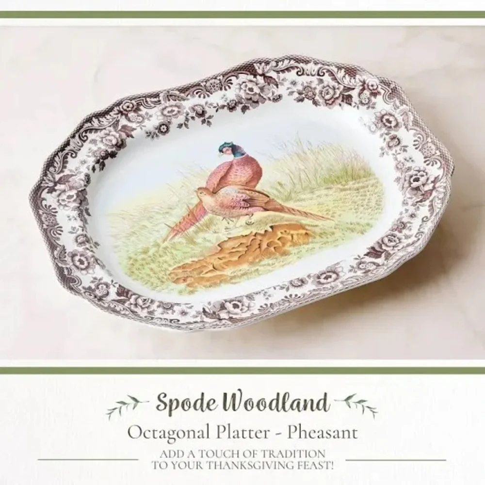 Spode Woodland Serving Platter w/ pheasants. New in box. Perfect for fall feasts - Picture 2 of 3